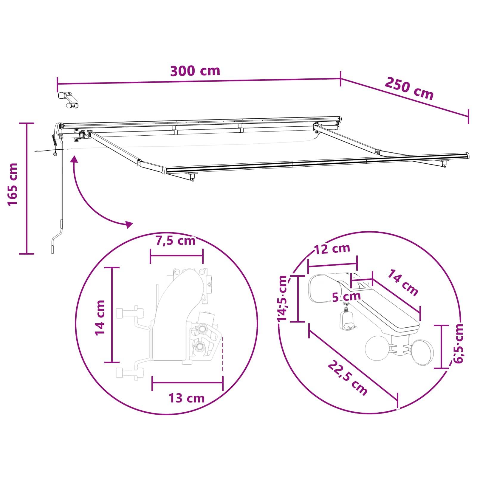 ComfortXL - Store banne motorisé polyester aluminium patios protection vent LED gris clair - ComfortXL Outdoor Living - Image 9