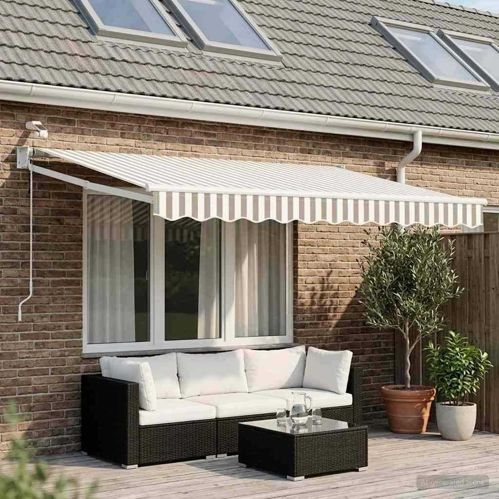 ComfortXL - Store banne motorisé polyester aluminium patios protection vent LED gris clair - ComfortXL Outdoor Living - Image 1