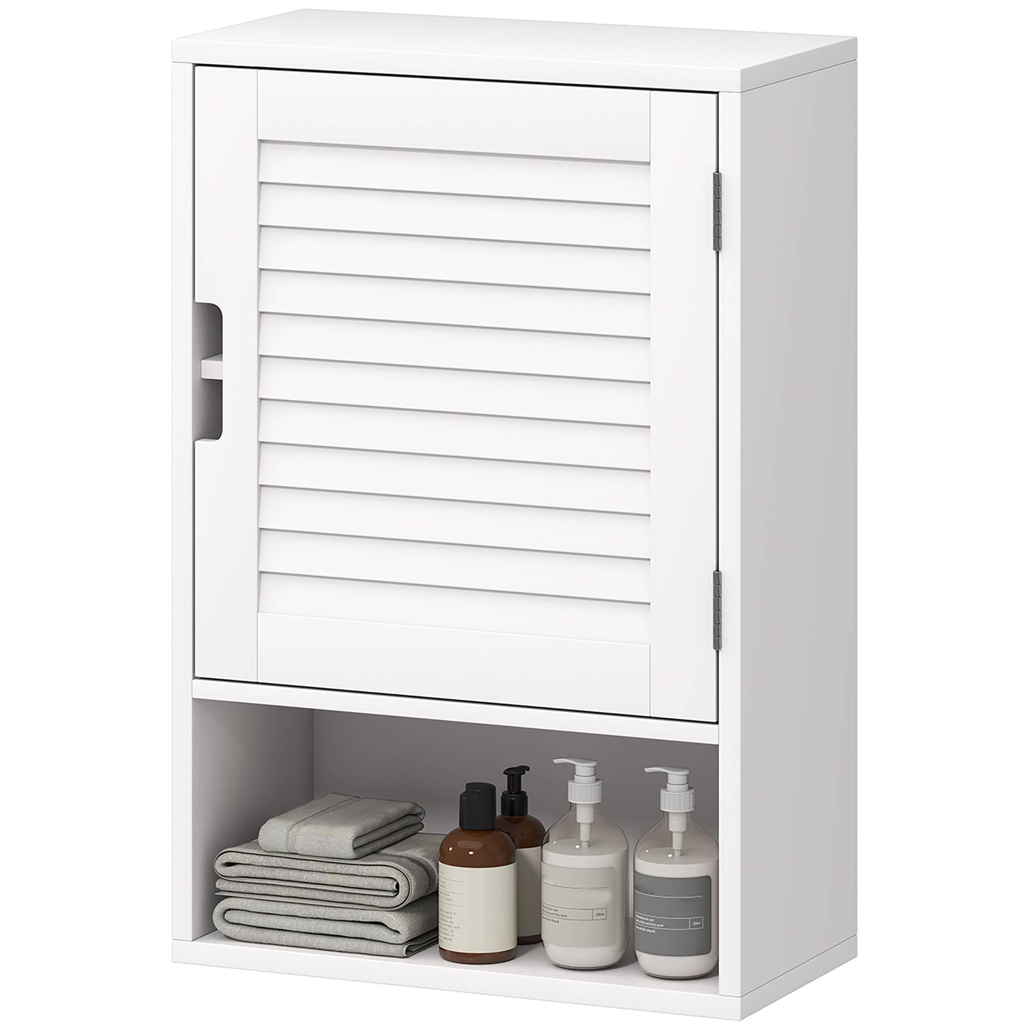 Sans Marque - Meuble salle bain mural une porte étagères réglables 40x20x60 cm blanc - Image 2