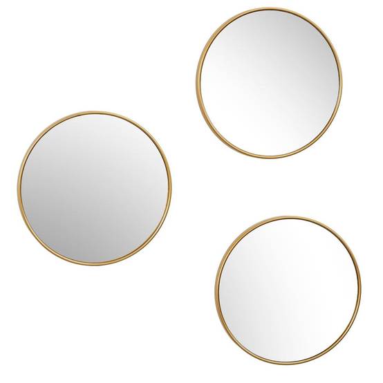 ALTOBUY - Lot de 3 Miroirs Doré Ø26cm - Miroirs Ronds avec Cadre Doré pour Décoration Murale - SILVA - Image 1