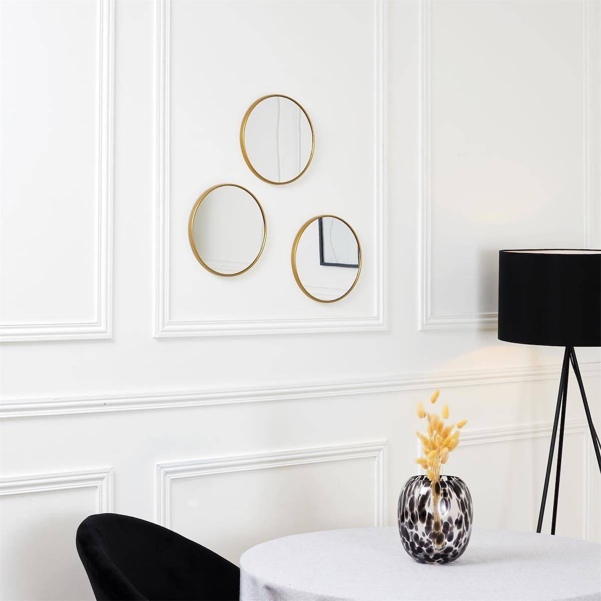 ALTOBUY - Lot de 3 Miroirs Doré Ø26cm - Miroirs Ronds avec Cadre Doré pour Décoration Murale - SILVA - Image 2