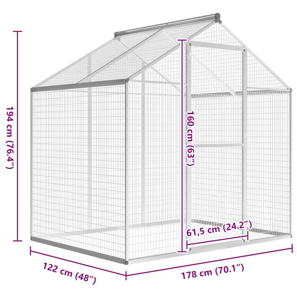 Vidaxl - Volière d'extérieur Aluminium 178 x 122 x 194 cm vidaXL 43557 - Imagen 3