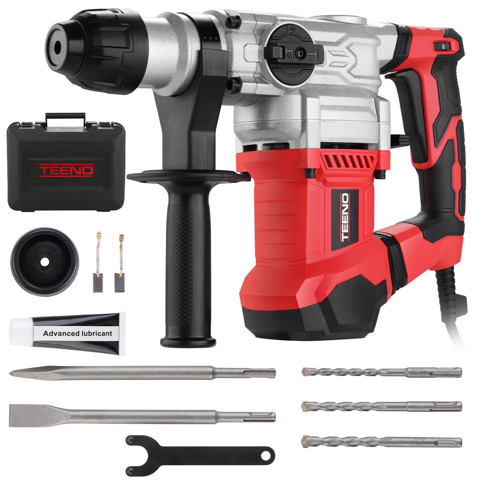 Teeno - Marteau Perforateur SDS-Plus 1500W,6 Vitesse Variable avec 4 Fonctions,4500bpm,Câble de 2 mètres, Embrayage de Sécurité & Technologie Anti-vibration - Image 1