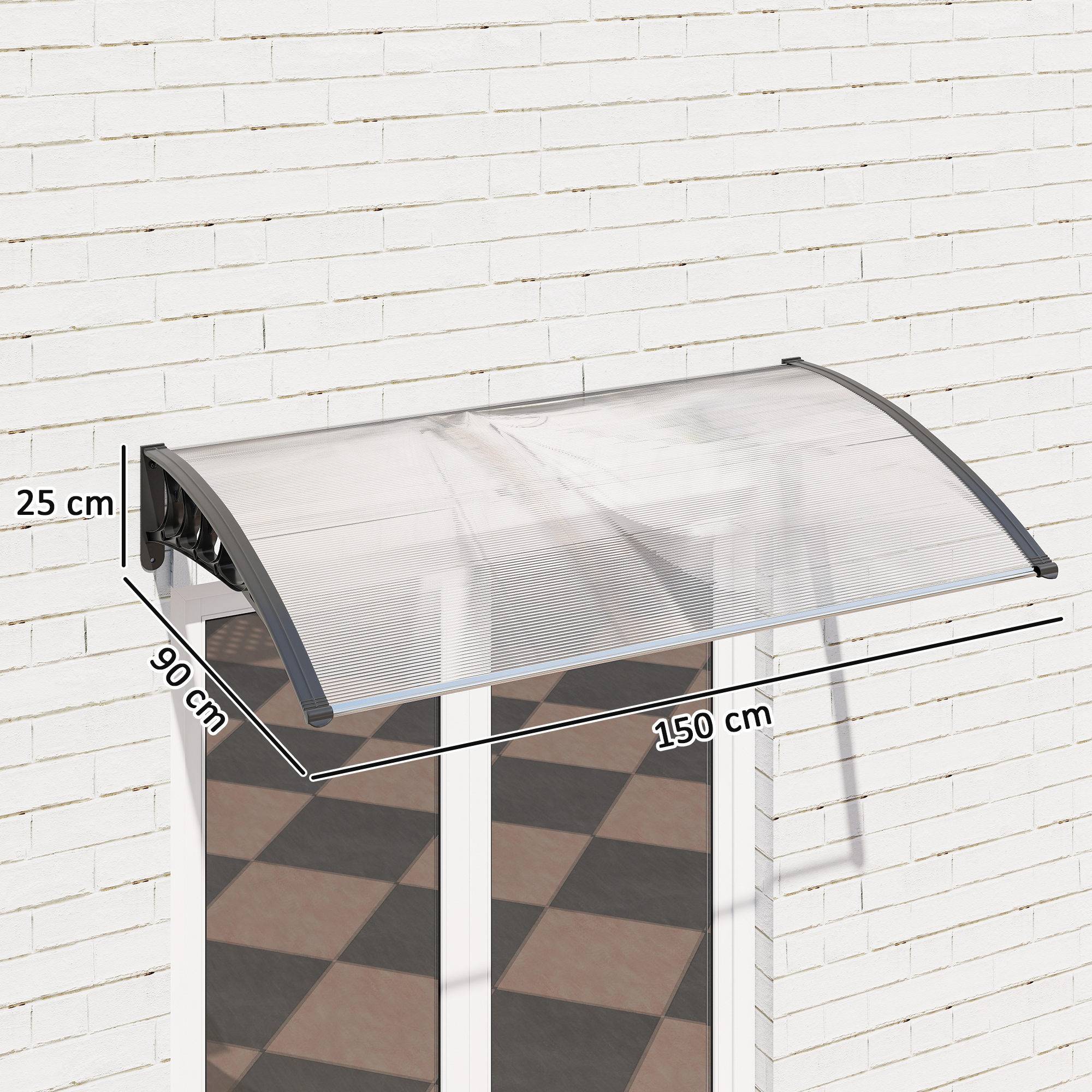 Auvent de porte polycarbonate pour fenêtre protection anti-UV et pluie 150x90cm Blanc - ComfortXL Outdoor Living - Image 5
