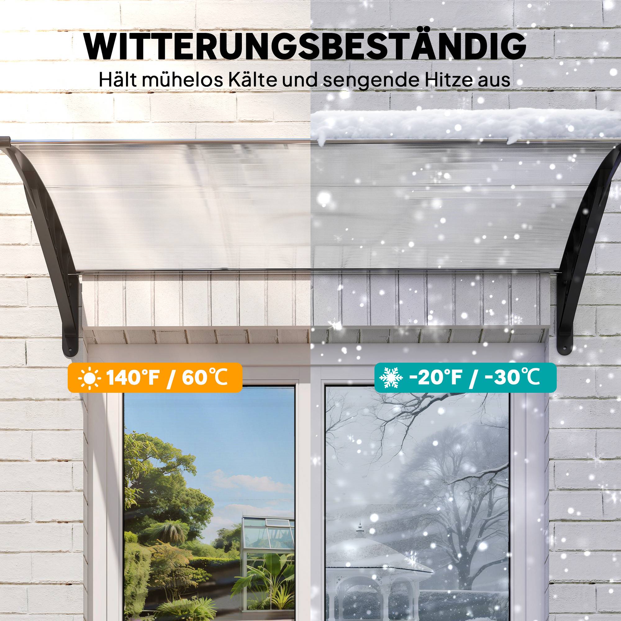 Auvent de porte polycarbonate pour fenêtre protection anti-UV et pluie 150x90cm Blanc - ComfortXL Outdoor Living - Image 8