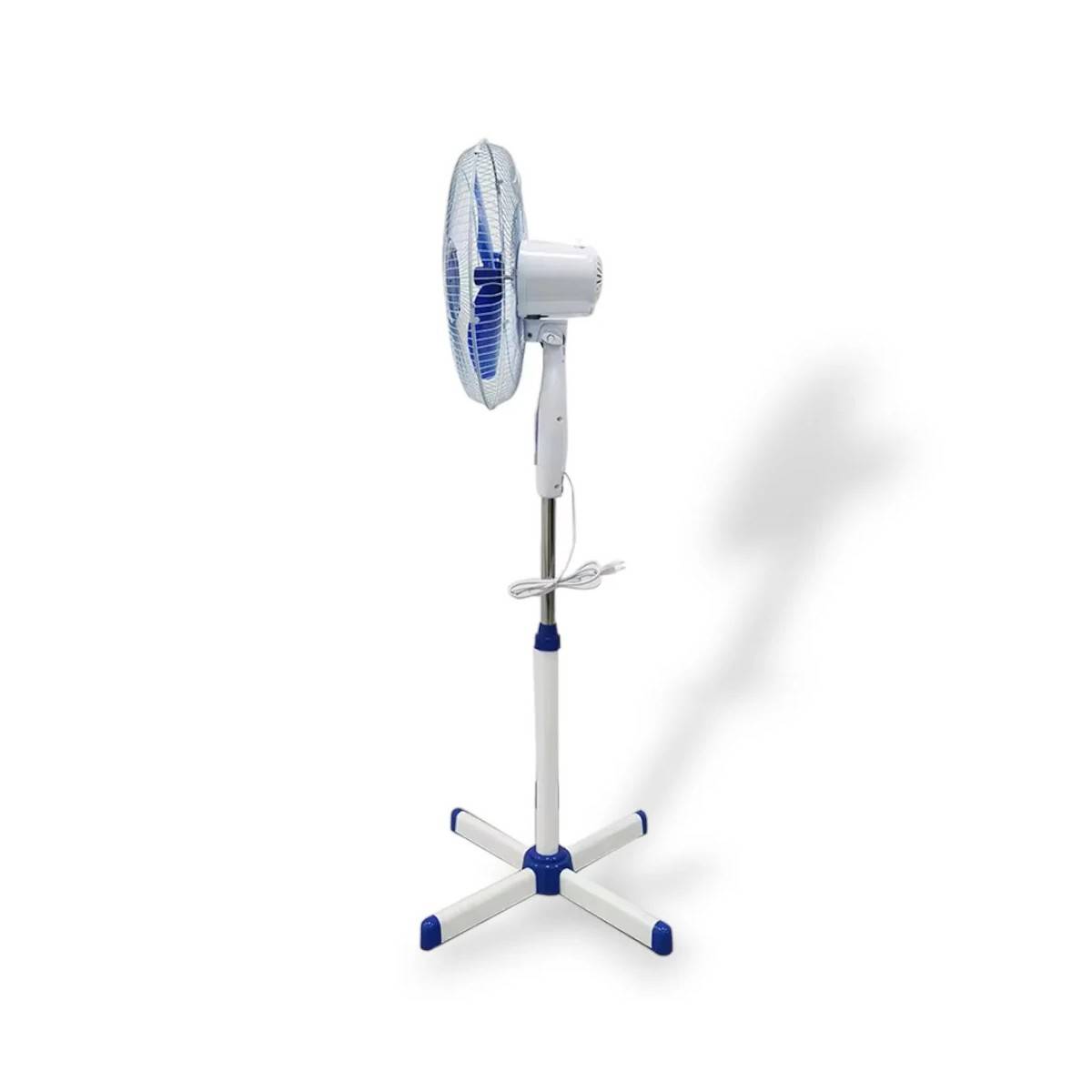 Ventilateur sur pied portable 45W 40Cm Hauteur réglable 1.30m Brasseur d'air Blanc Bleu 3 vitesses Oscillation Horizontale INTEC - Image 8