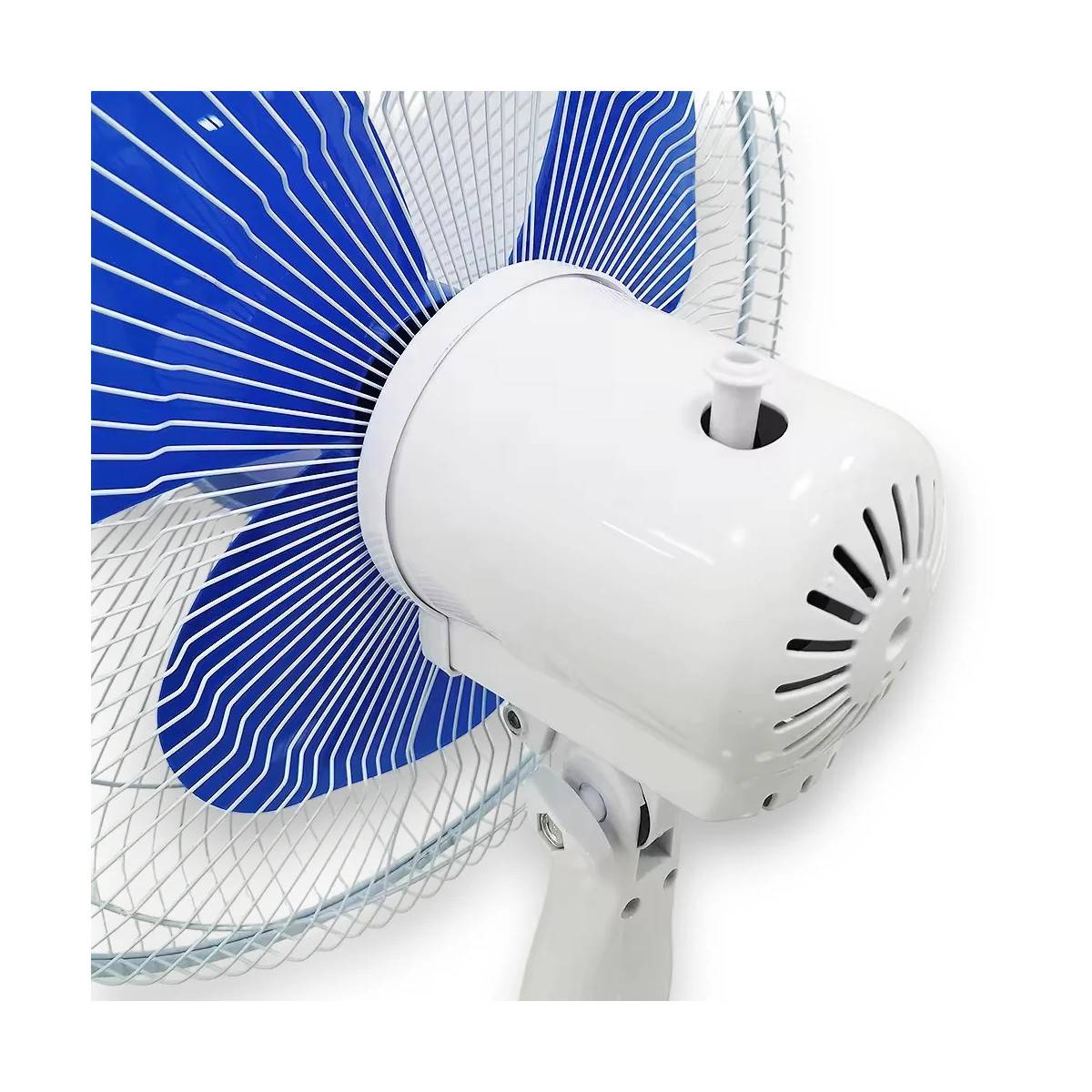 Ventilateur sur pied portable 45W 40Cm Hauteur réglable 1.30m Brasseur d'air Blanc Bleu 3 vitesses Oscillation Horizontale INTEC - Image 6