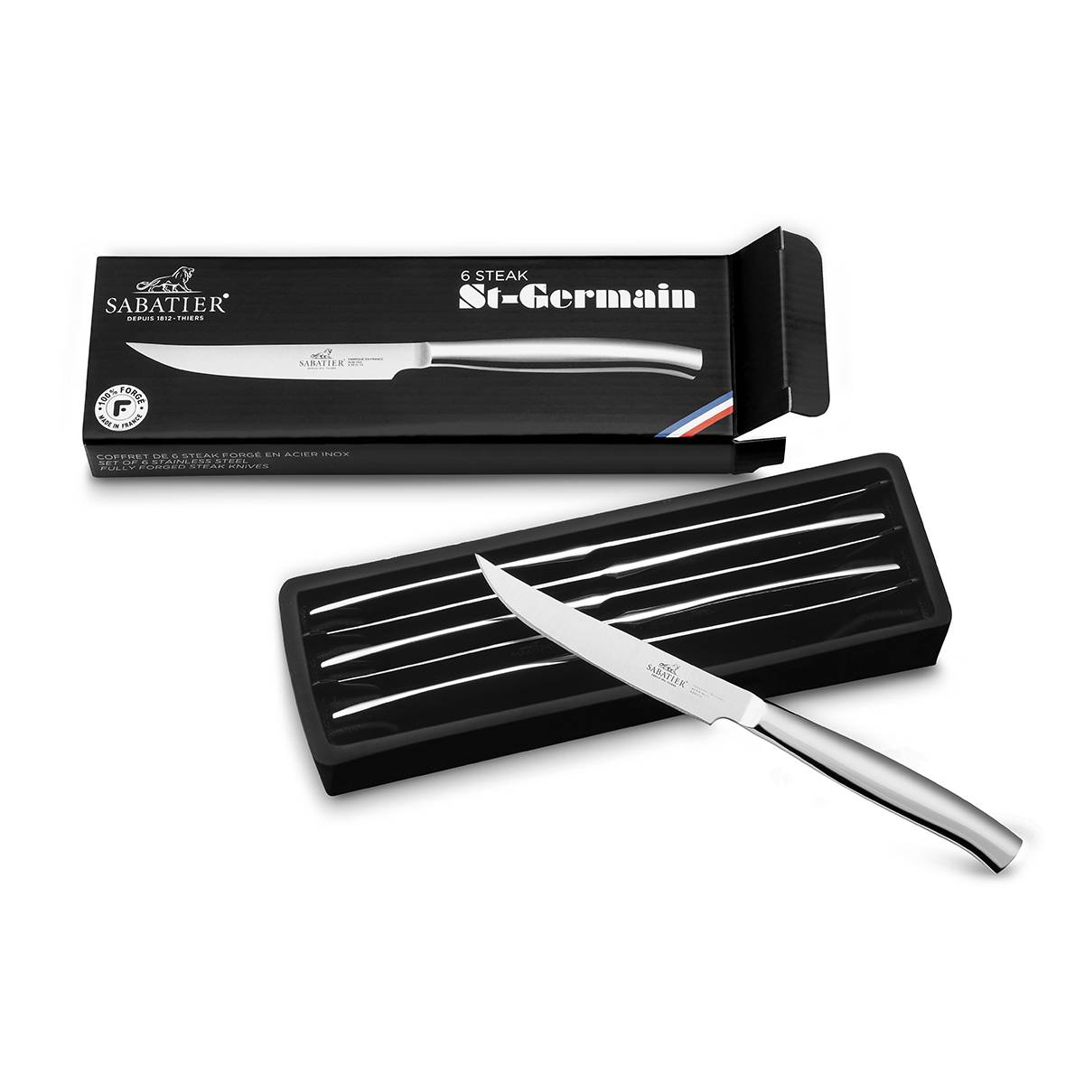 Coffret 6 steaks forgés lame lisse 11cm 011282 Lion Sabatier
