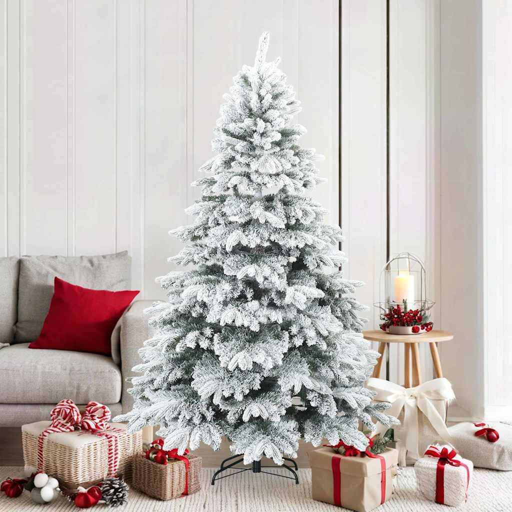 ComfortXL - Sapin de Noël Artificiel Enneigé PVC PE pour Fêtes Intérieur Blanc 180 cm – ComfortXL Outdoor Living - Image 1