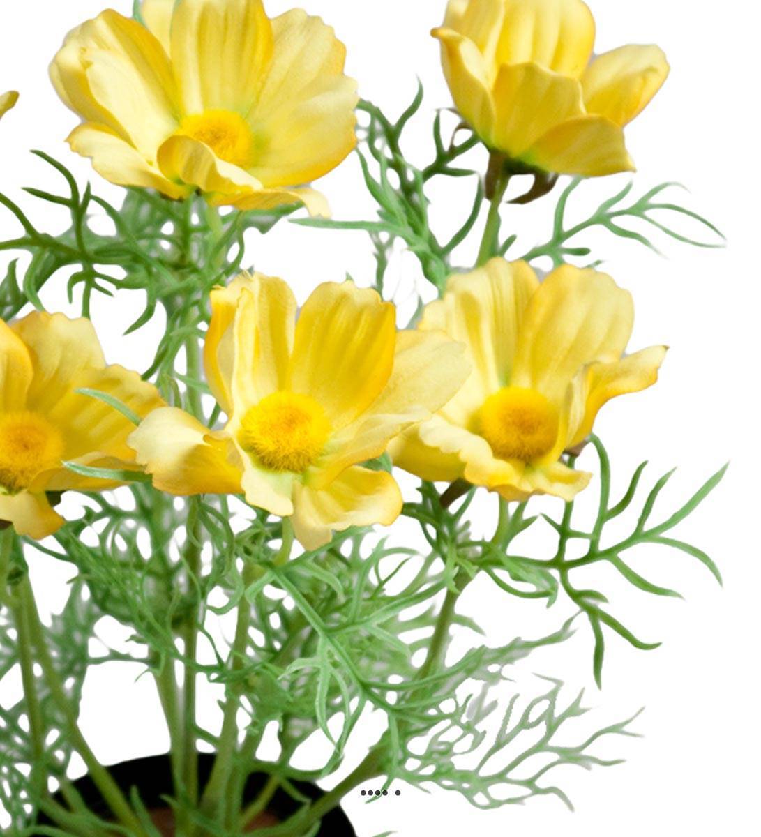 Artificielles - Cosmos fleuries artificielle en pot H 40 cm Jaune - couleur: Jaune - Imagen 3