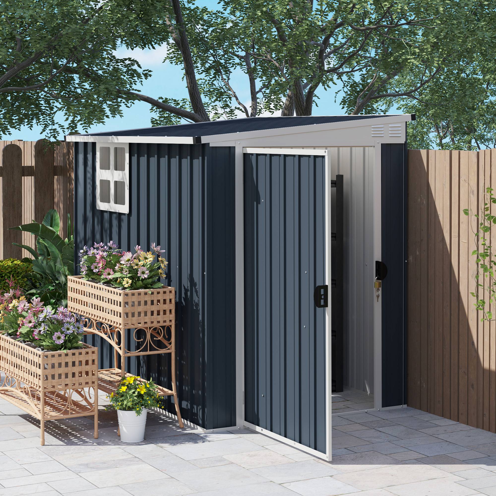 PANGIVO - Abri de jardin acier galvanisé gris anthracite 193 x 128 x 181 cm - PANGIVO - Image 3