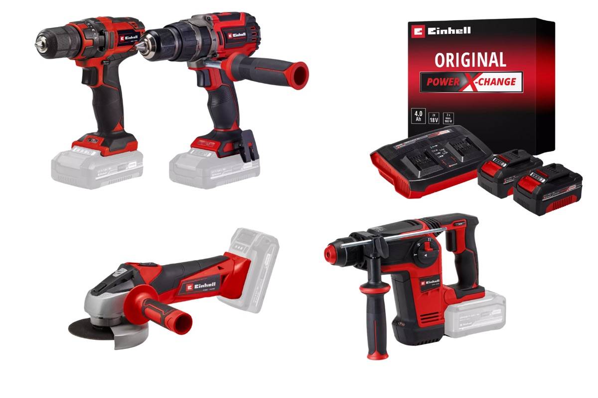 Einhell - Kit perçage sans fil Einhell – Perceuses, meuleuse, perforateur + 2 batteries 4.0Ah + chargeur Einhell - Image 1