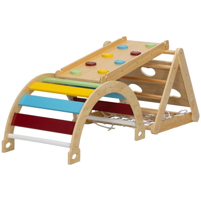 Structure d’escalade intérieure 7-en-1, triangle de Pikler avec toboggan et arche d’escalade, multicolore - Image 8