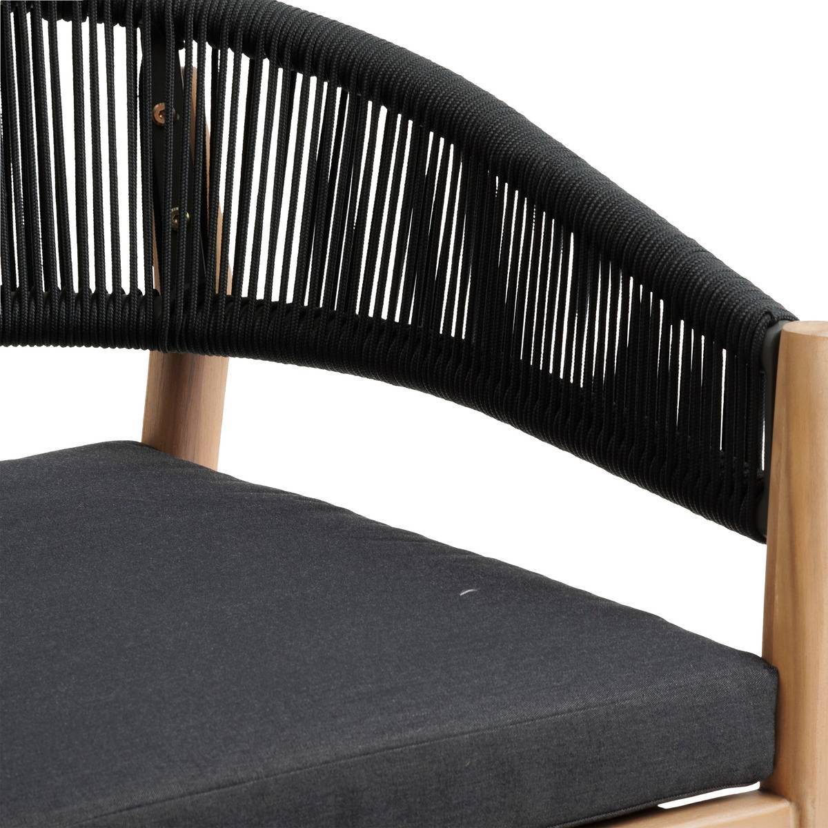 Hesperide - Lot de 2 fauteuils de jardin "Tevio" anthracite en aluminium traité époxy et acacia Hespéride - Imagen 2