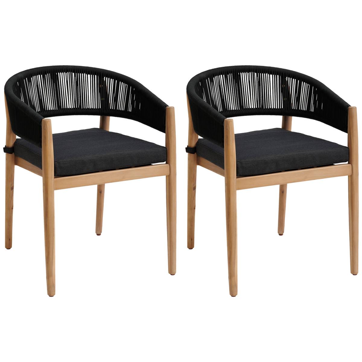 Hesperide - Lot de 2 fauteuils de jardin "Tevio" anthracite en aluminium traité époxy et acacia Hespéride - Imagen 5