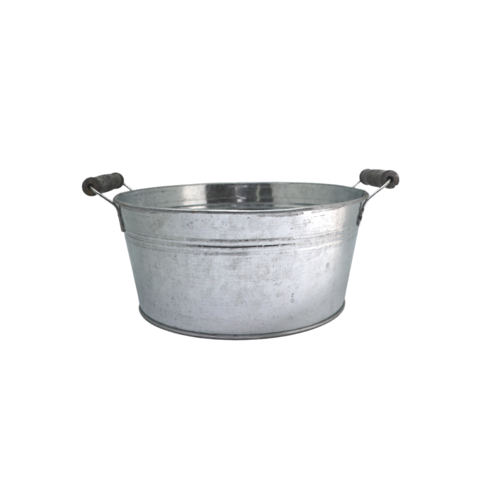 Coupe ronde en zinc gris «Bassine» Ø27 x 12 cm Chemin de campagne - Image 1
