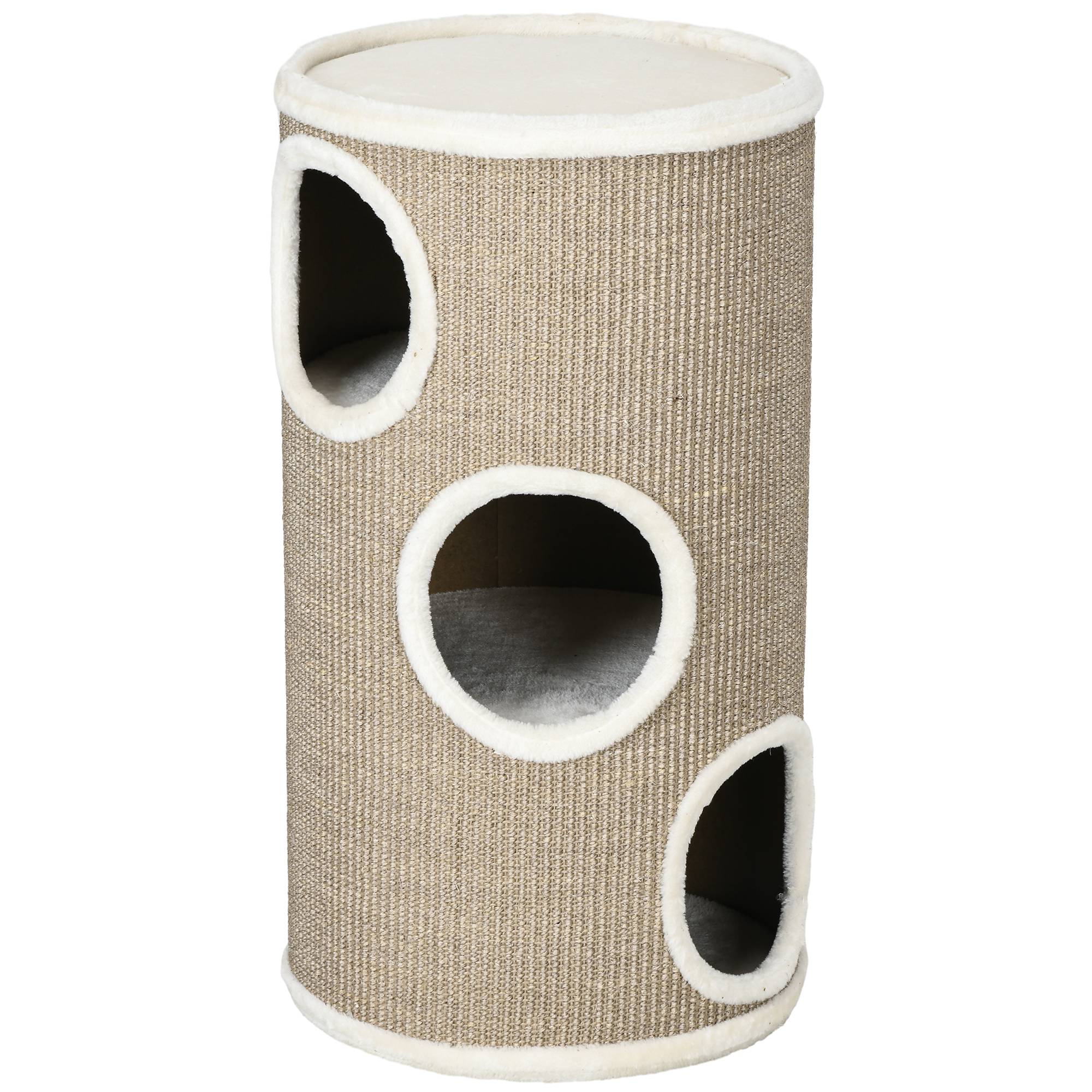 ComfortXL - Tonneau griffoir pour chat en panneaux de particules et sisal Ø 38 x 70 cm marron avec 3 niveaux de repos - Image 10