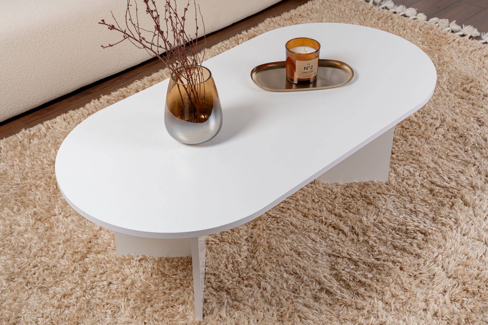 Hanah Home - Table Basse En Bois "sable" - 60 X 119 X 40 Cm - Blanc -hanah Home - Image 4