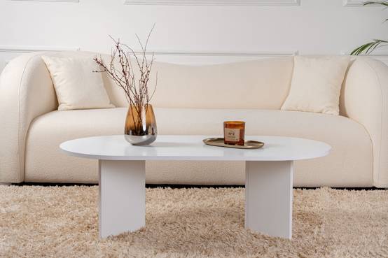 Hanah Home - Table Basse En Bois "sable" - 60 X 119 X 40 Cm - Blanc -hanah Home - Image 3