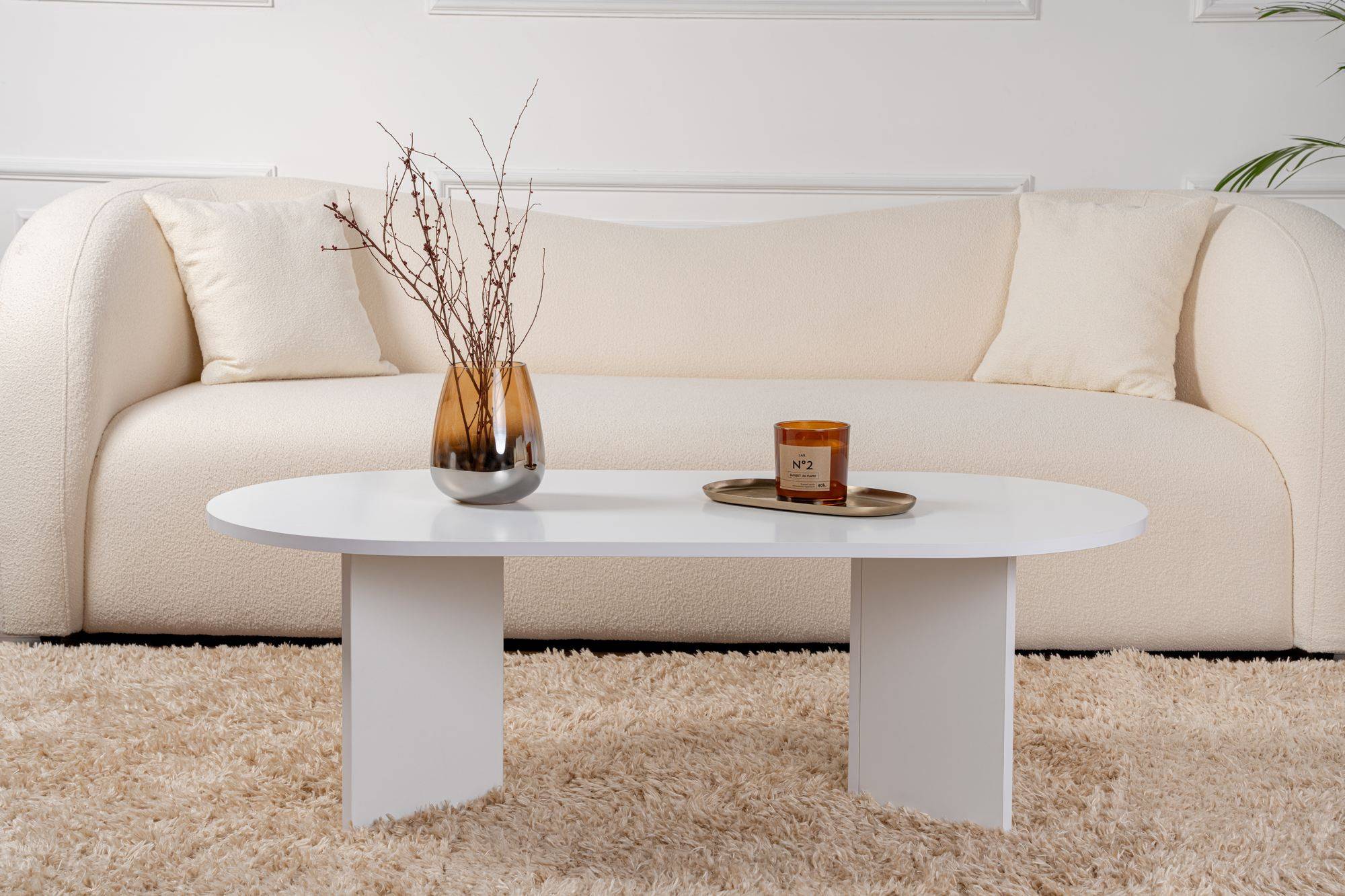 Hanah Home - Table Basse En Bois "sable" - 60 X 119 X 40 Cm - Blanc -hanah Home - Image 3