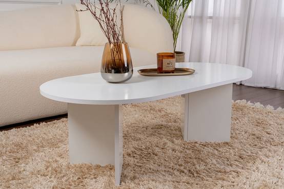 Hanah Home - Table Basse En Bois "sable" - 60 X 119 X 40 Cm - Blanc -hanah Home - Image 2
