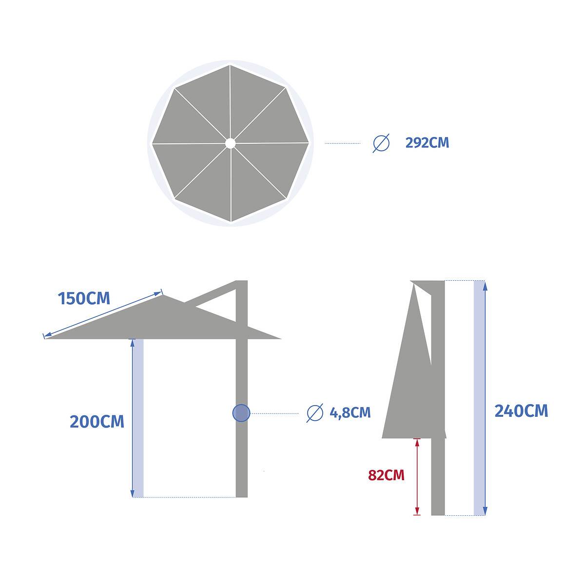 Hesperide - Parasol déporté rond "Manoa" argile & blé 3m en aluminium acier et polyester Hespéride - Image 8