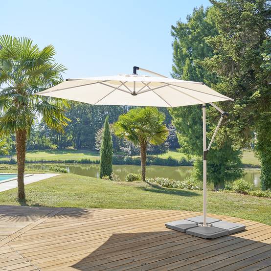 Hesperide - Parasol déporté rond "Manoa" argile & blé 3m en aluminium acier et polyester Hespéride - Image 1