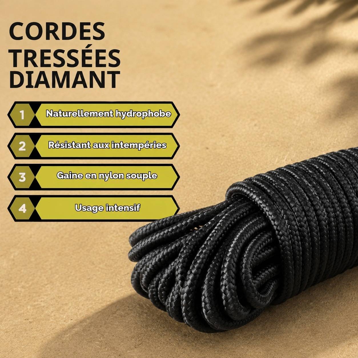 Corde de Mât de Drapeau Nylon Résistante aux Intempéries avec 4 Mousquetons - Image 5