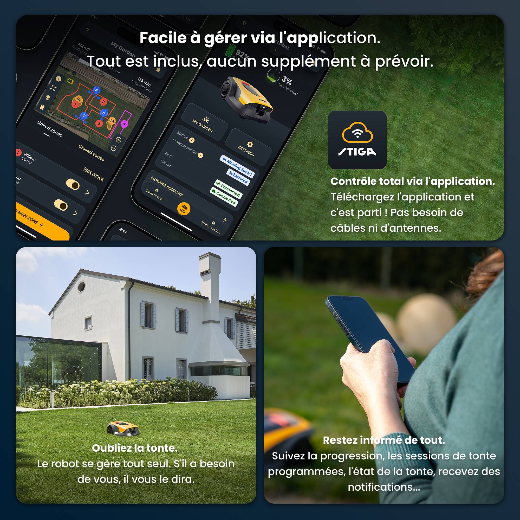 Stiga - Robot Tondeuse Sans Fil A 25v a 25,2 V, 18 cm, 5 Ah, GPS-RTK, Caméra IA, jusqu'à 2 500 m² - STIGA - Image 6