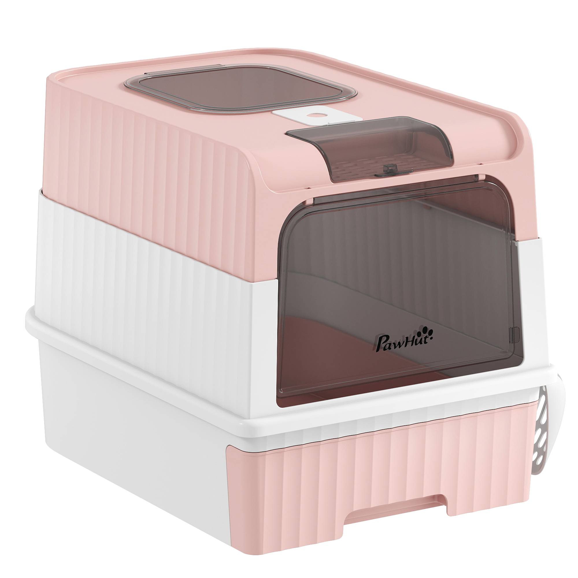 ComfortXL - Maison de toilette fermée pour chat en PP et ABS rose 48 x 35 x 36 cm avec tiroir extractible et sortie haute - Image 2