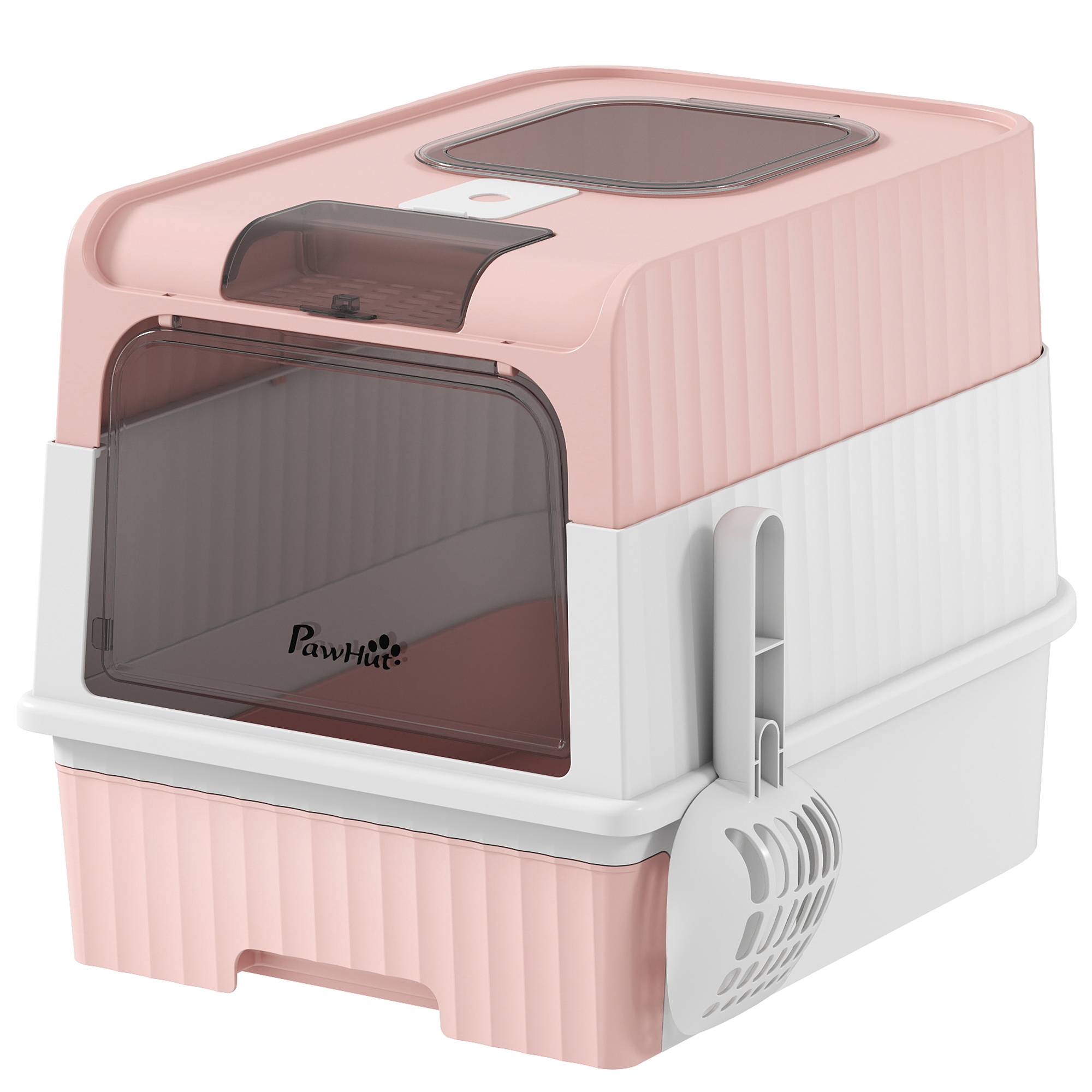 ComfortXL - Maison de toilette fermée pour chat en PP et ABS rose 48 x 35 x 36 cm avec tiroir extractible et sortie haute - Image 10