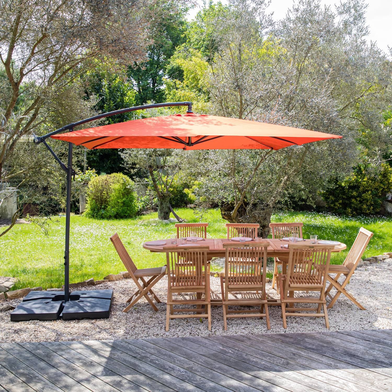 Happy Garden - Parasol déporté MOLOKAI carré 2,7x2,7m terracotta + housse - HAPPY GARDEN - Imagen 9