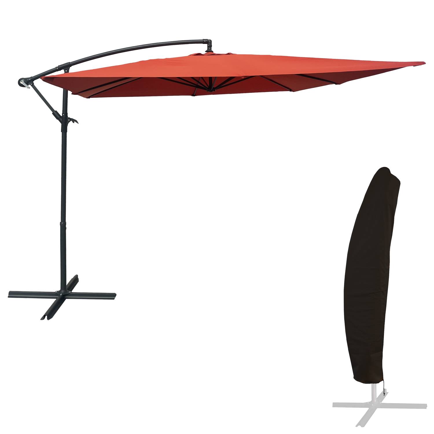 Happy Garden - Parasol déporté MOLOKAI carré 2,7x2,7m terracotta + housse - HAPPY GARDEN - Imagen 1