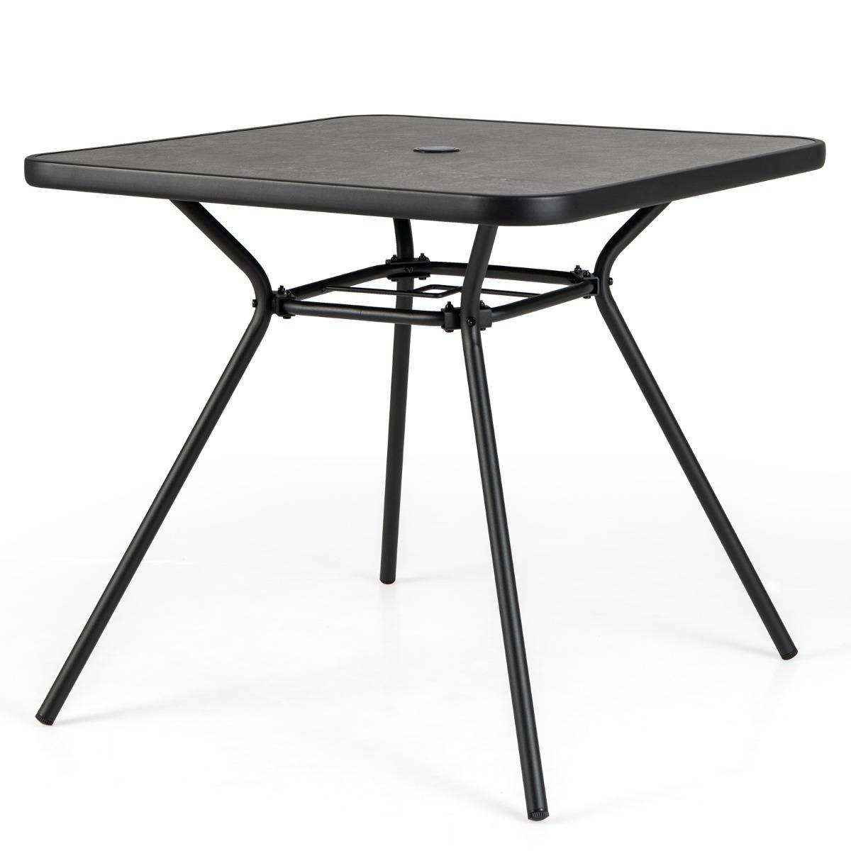 Maison Chic - Table de Jardin Carré 80CM Table Extérieure avec Trou de Parasol de 4CM et Couvercle en Métal Robuste avec Plateau DPC F249R