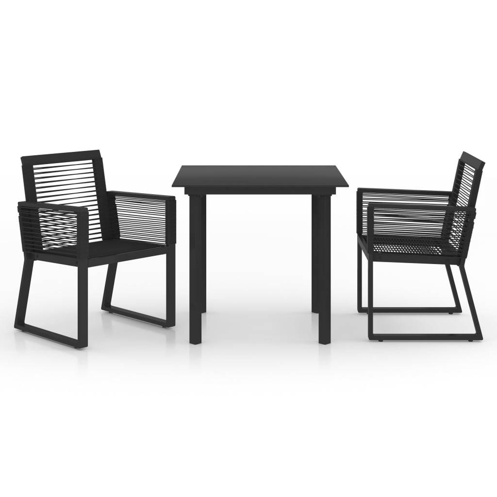 Helloshop26 - Salon de jardin meuble d'extérieur ensemble de mobilier 3 pièces rotin pvc noir - Imagen 1