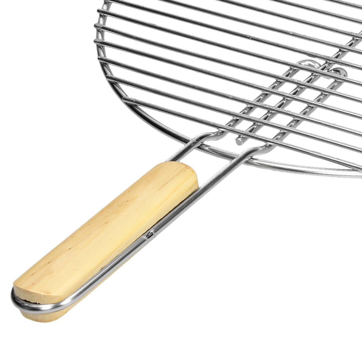 Grille barbecue inox ronde Ø 54,5 cm avec poignée en bois amovible robuste et antirouille adaptée aux cheminées barbecues, foyers et braseros BBQ - Image 4