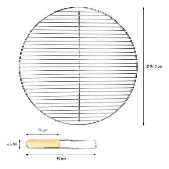 Grille barbecue inox ronde Ø 54,5 cm avec poignée en bois amovible robuste et antirouille adaptée aux cheminées barbecues, foyers et braseros BBQ - Image 6
