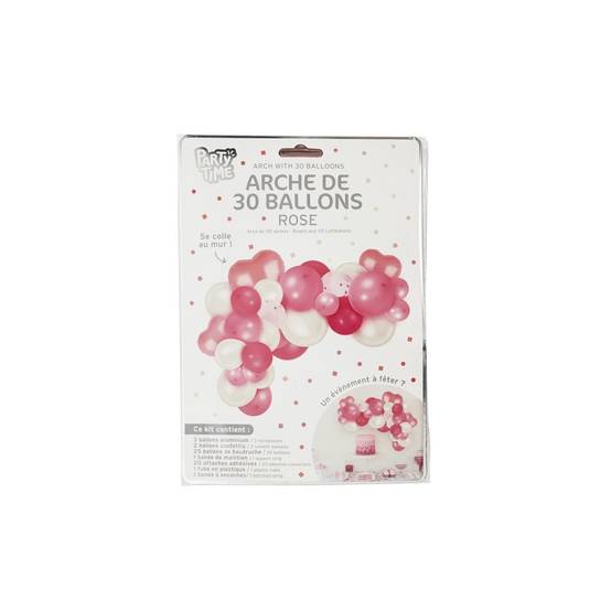 Party Time - Lot de 30 Ballons Déco "Arche" 23cm Rose