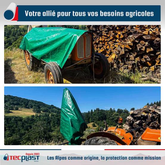 Bâche Agricole 1,5x6 m HQ250AG Verte et Marron - Haute Performance - Bâche de protection étanche pour Matériel agricole TECPLAST - Image 2