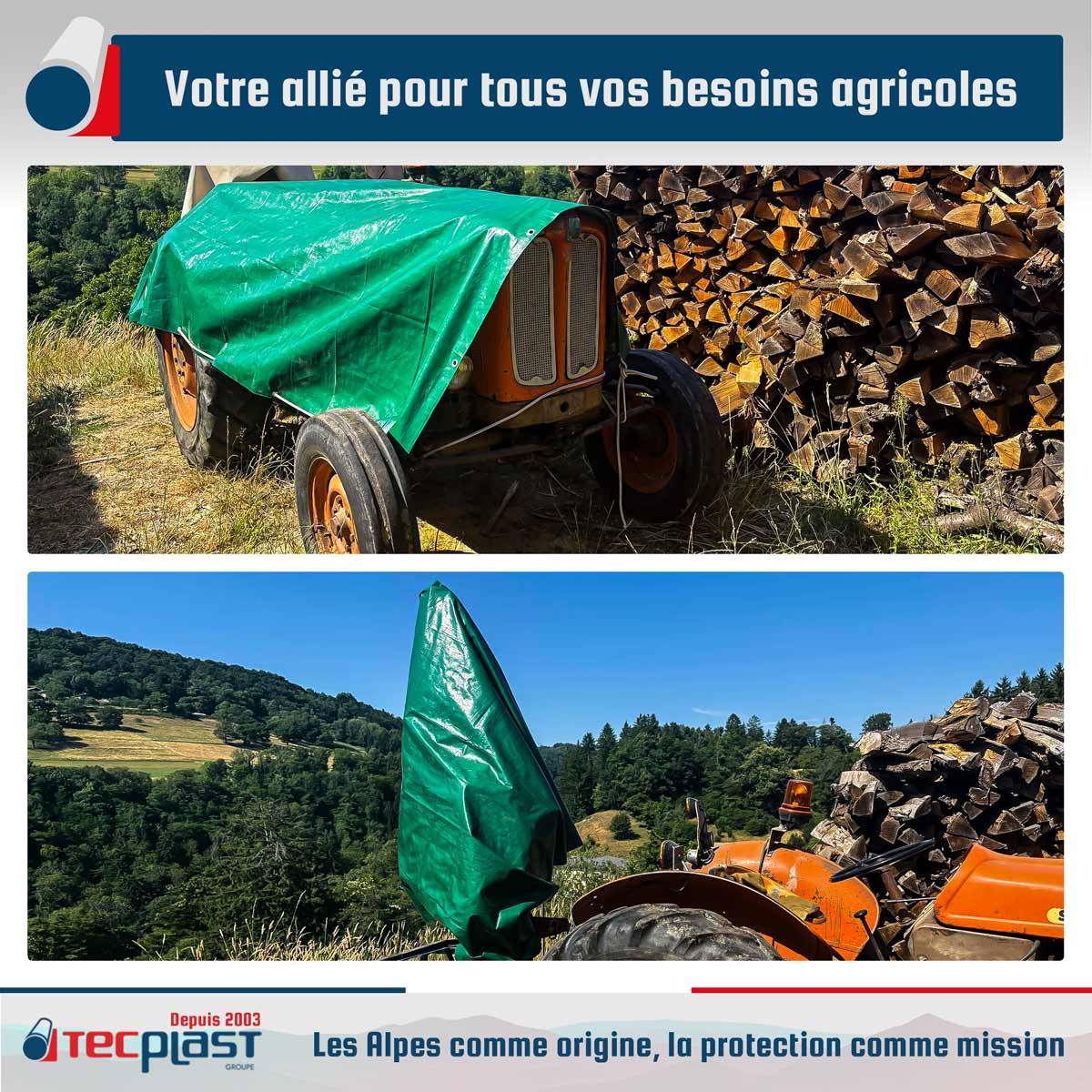 Bâche Agricole 1,5x6 m HQ250AG Verte et Marron - Haute Performance - Bâche de protection étanche pour Matériel agricole TECPLAST - Image 2