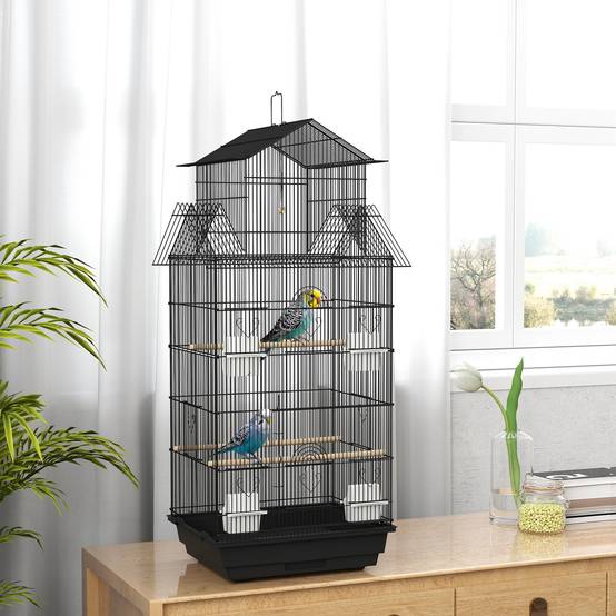 Cage à oiseaux acier noir 50.5 x 41 x 104 cm - PANGIVO - Image 4
