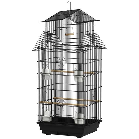 Cage à oiseaux acier noir 50.5 x 41 x 104 cm - PANGIVO - Image 2