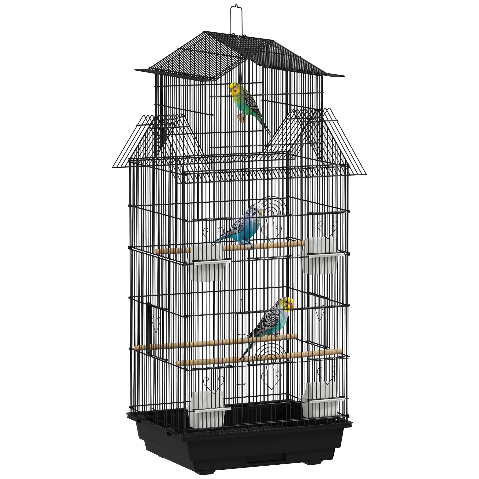 Cage à oiseaux acier noir 50.5 x 41 x 104 cm - PANGIVO - Image 1