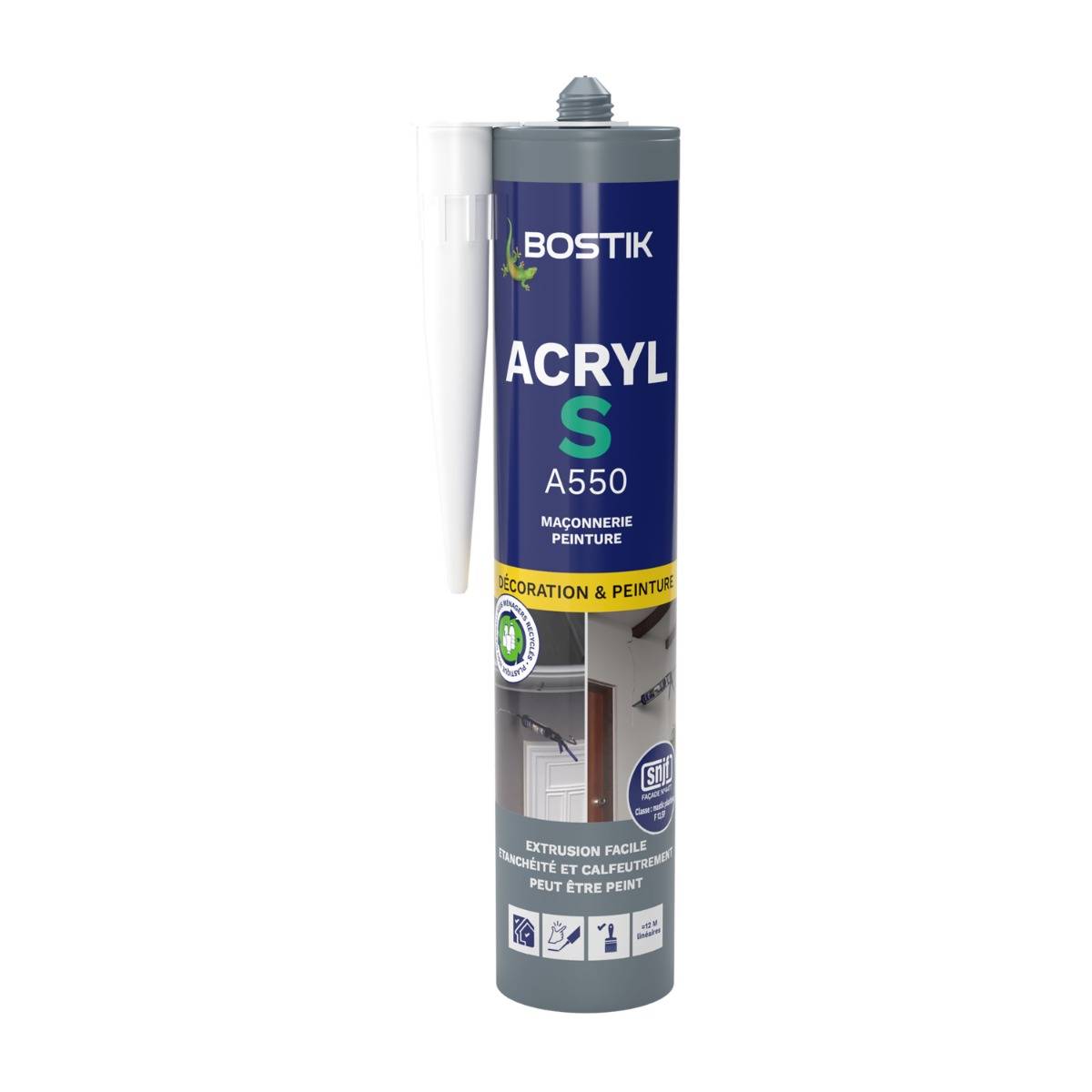 Bostik - Produit Mastic d'étanchéité A550 ACRYL S - BOSTIK - 310Ml blanc - 30613629 - Image 1