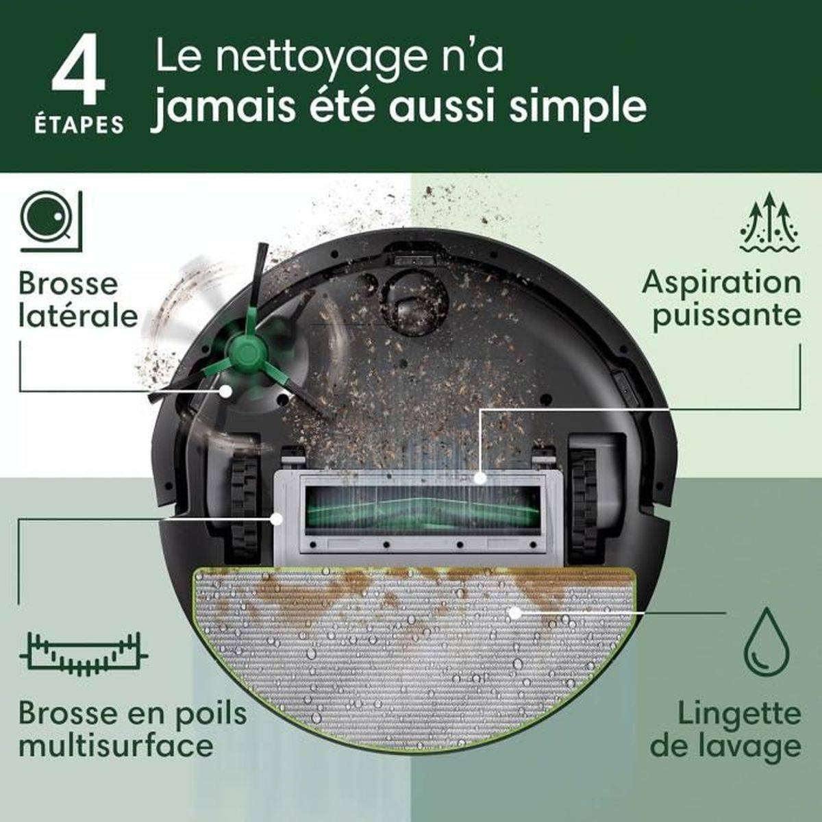 Robot aspirateur laveur Roomba Combo 105 LiDAR 7000 Pa - 0,4 L / 0,2 L - IROBOT - Image 4
