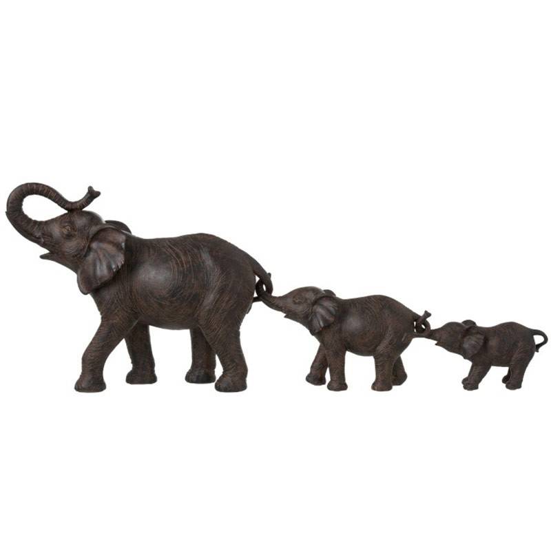 Déco famille 3 éléphants marron 83x14x31cm - Image 2