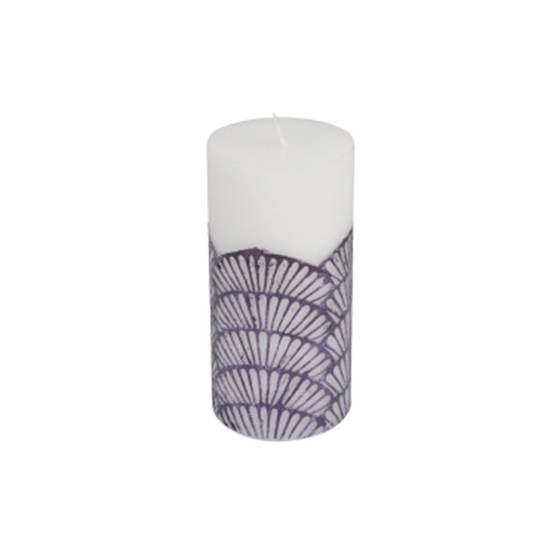 Bougie Pilier Déco "Mermaid" 14cm Violet & Blanc