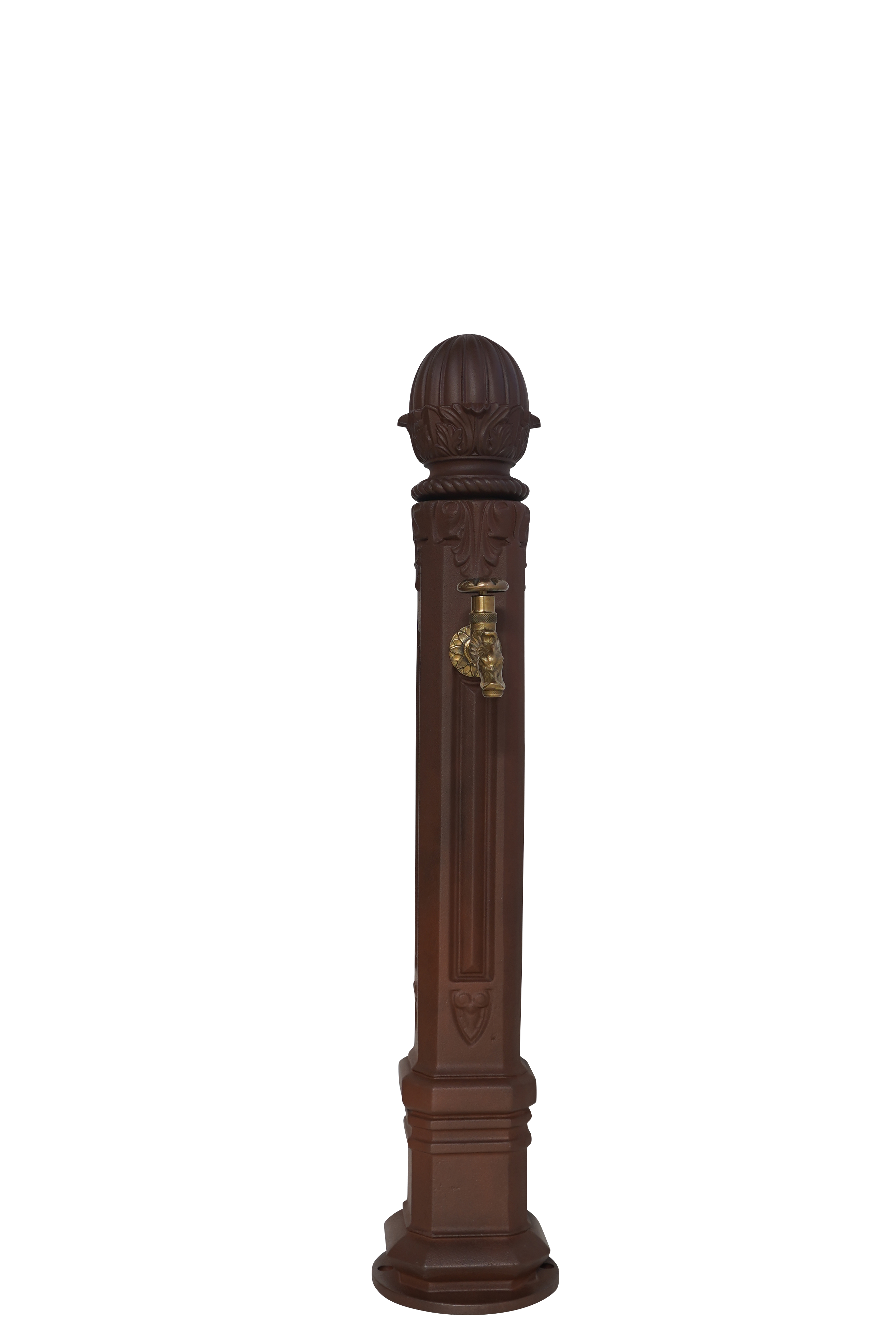 Fontaine borne griffon sans vasque brun antique avec robinet colvert Dommartin H. 102 cm X L. 17,5 cm - Imagen 1