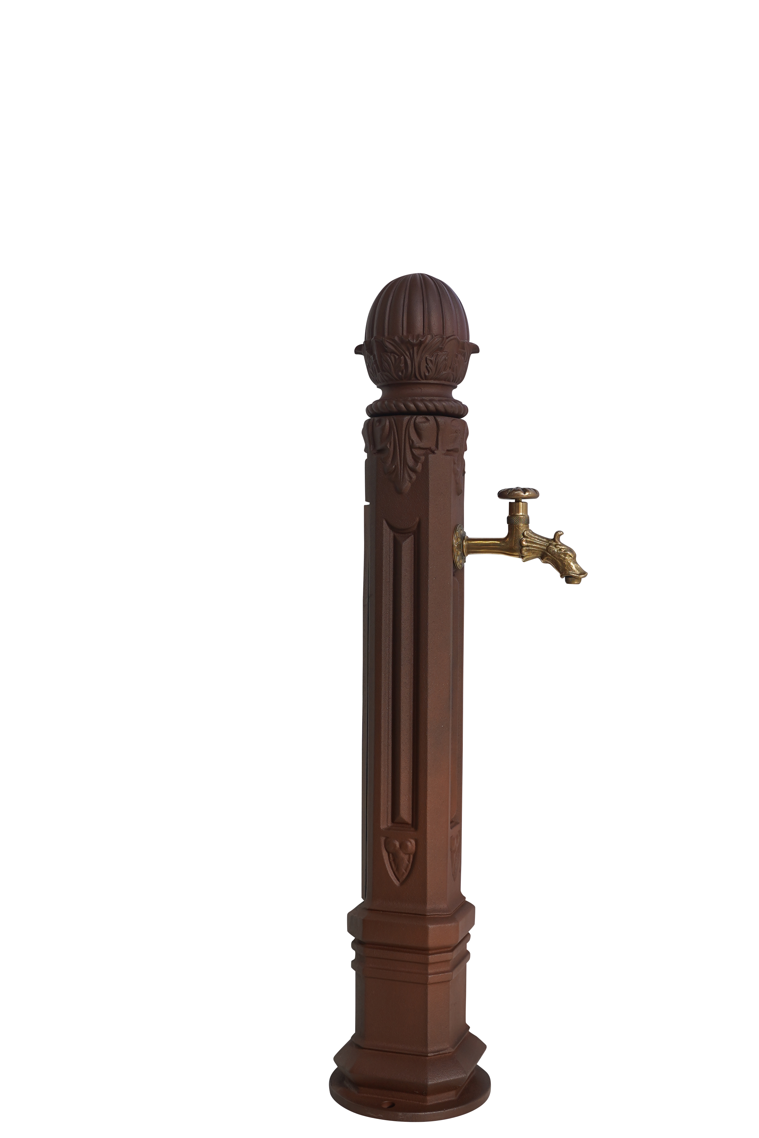 Fontaine borne griffon sans vasque brun antique avec robinet colvert Dommartin H. 102 cm X L. 17,5 cm - Imagen 2