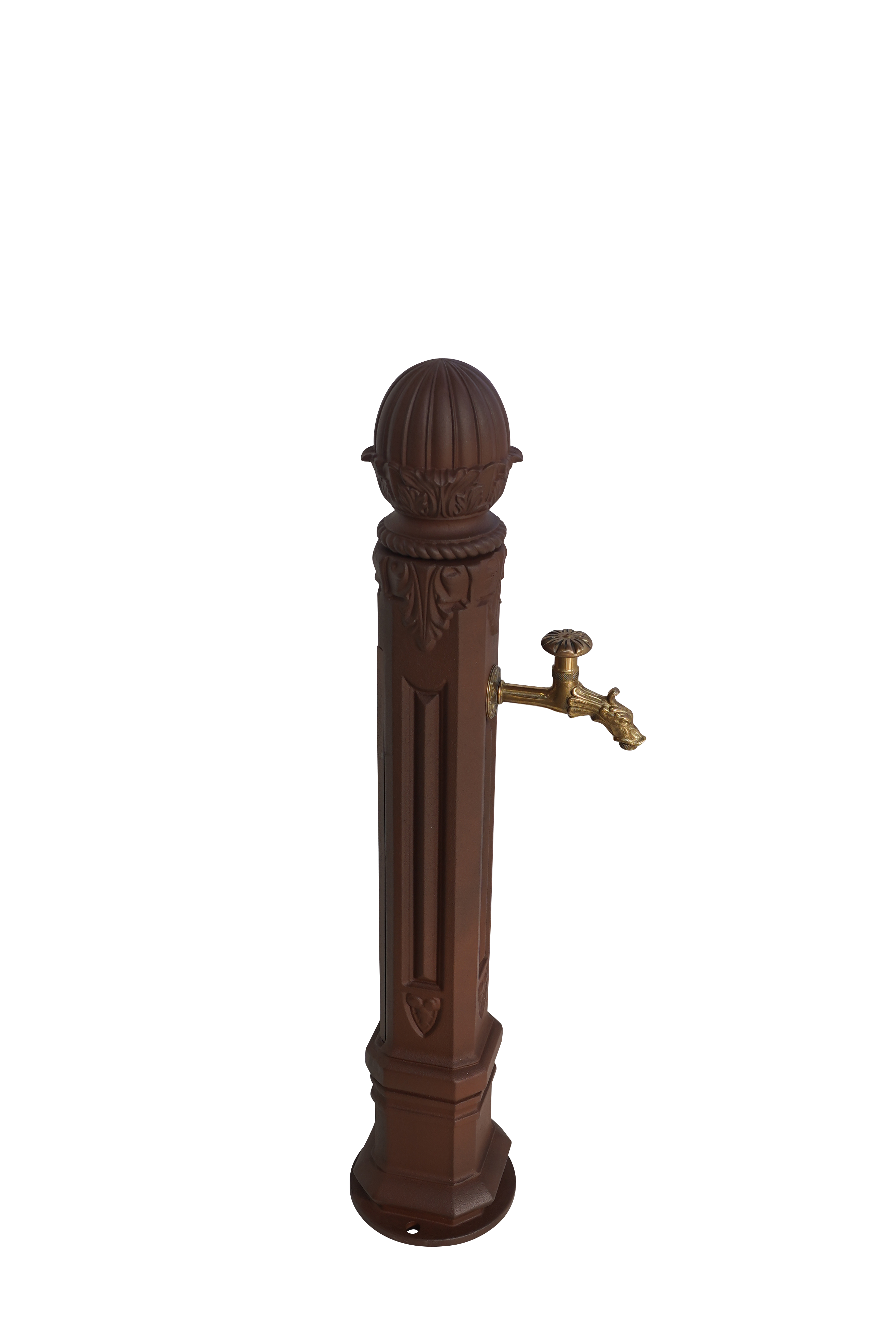 Fontaine borne griffon sans vasque brun antique avec robinet colvert Dommartin H. 102 cm X L. 17,5 cm - Imagen 3